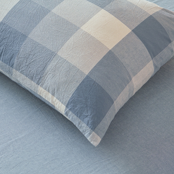 91家纺网 家纺一手货源 找家纺 爱屋及屋 2025新款水洗棉可拆洗棉花被被子被芯 蓝中格