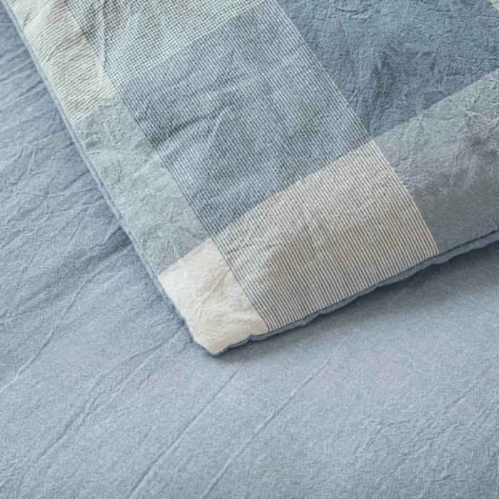 91家纺网 家纺一手货源 找家纺 爱屋及屋 2025新款水洗棉可拆洗棉花被被子被芯 蓝中格