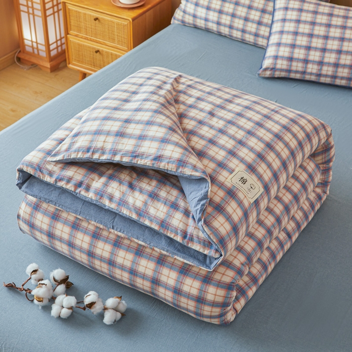 91家纺网 家纺一手货源 找家纺 爱屋及屋 2025新款水洗棉可拆洗棉花被被子被芯 贝拉蓝