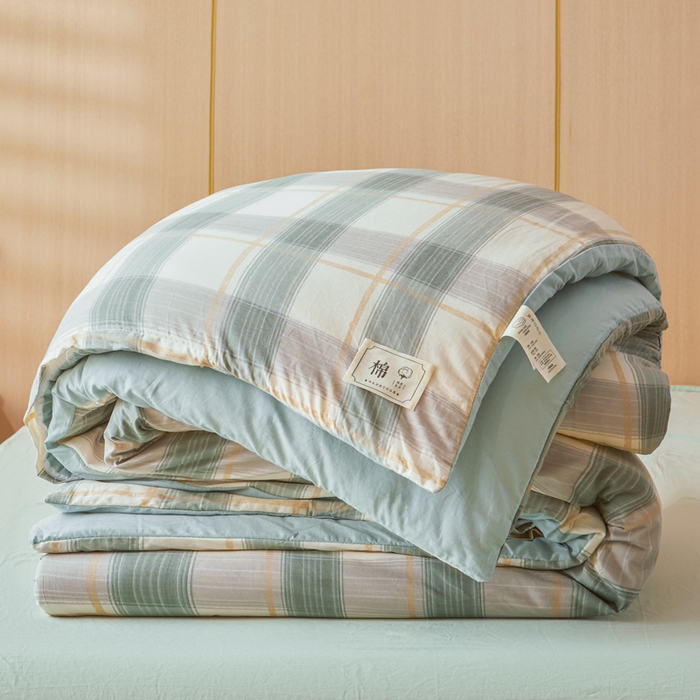 91家纺网 家纺一手货源 找家纺 爱屋及屋 2025新款水洗棉可拆洗棉花被被子被芯 韵绿格