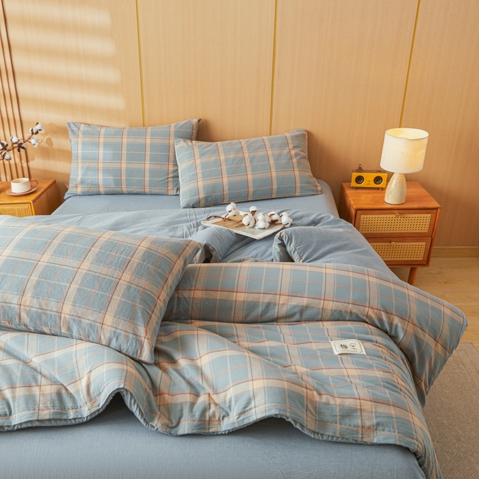 91家纺网 家纺一手货源 找家纺 爱屋及屋 2025新款水洗棉可拆洗棉花被被子被芯 印象蓝