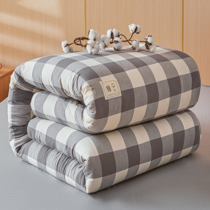 91家纺网 家纺一手货源 找家纺 爱屋及屋 2025新款水洗棉可拆洗棉花被被子被芯 灰中格