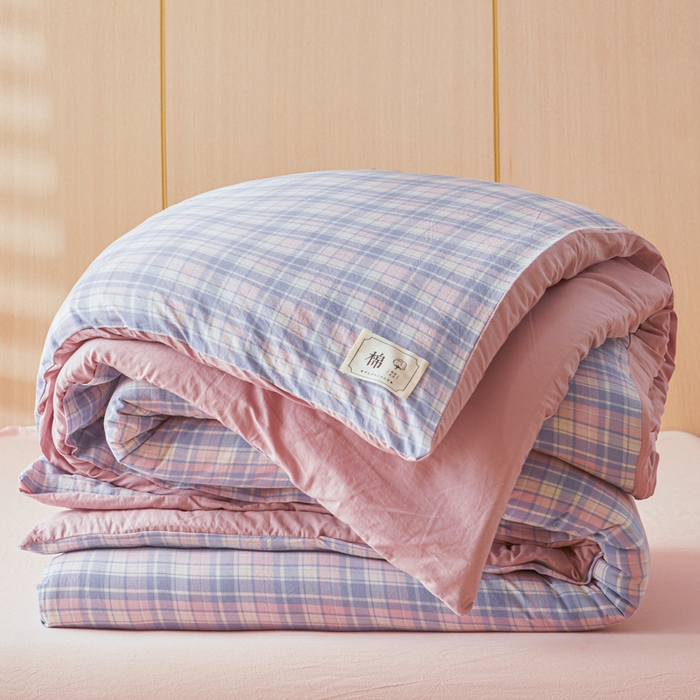 91家纺网 家纺一手货源 找家纺 爱屋及屋 2025新款水洗棉可拆洗棉花被被子被芯 格韵紫