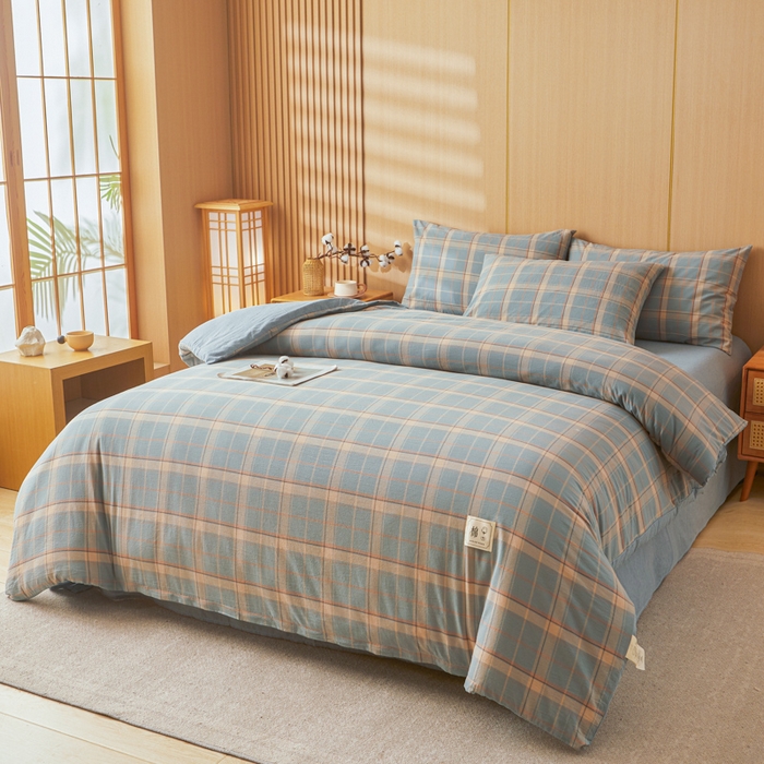 91家纺网 家纺一手货源 找家纺 爱屋及屋 2025新款水洗棉可拆洗棉花被被子被芯 印象蓝