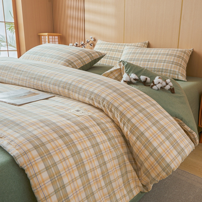 91家纺网 家纺一手货源 找家纺 爱屋及屋 2025新款水洗棉可拆洗棉花被被子被芯 翠绿格