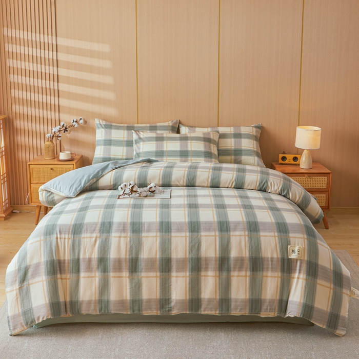 91家纺网 家纺一手货源 找家纺 爱屋及屋 2025新款水洗棉可拆洗棉花被被子被芯 韵绿格