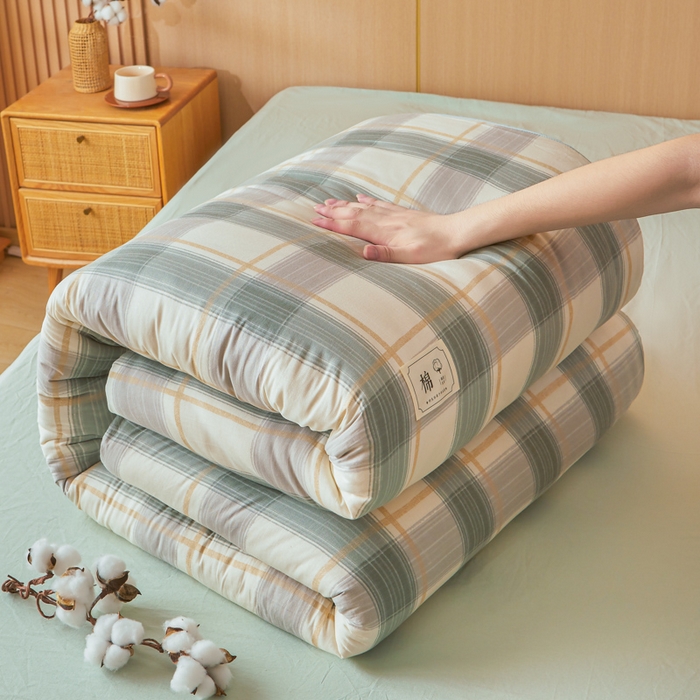 91家纺网 家纺一手货源 找家纺 爱屋及屋 2025新款水洗棉可拆洗棉花被被子被芯 韵绿格