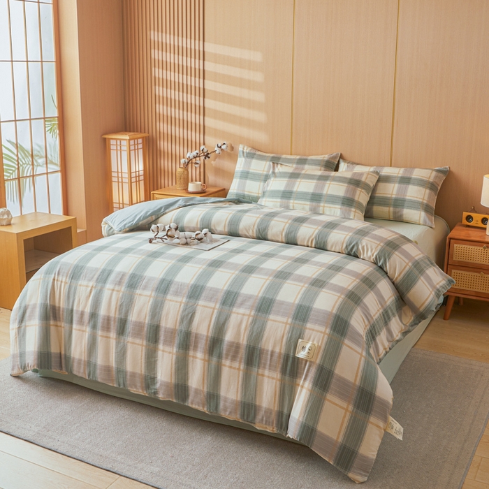 91家纺网 家纺一手货源 找家纺 爱屋及屋 2025新款水洗棉可拆洗棉花被被子被芯 韵绿格