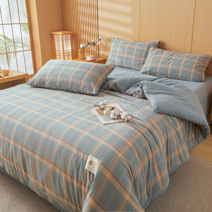 91家纺网 家纺一手货源 找家纺 爱屋及屋 2025新款水洗棉可拆洗棉花被被子被芯 印象蓝