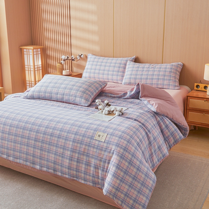 91家纺网 家纺一手货源 找家纺 爱屋及屋 2025新款水洗棉可拆洗棉花被被子被芯 格韵紫