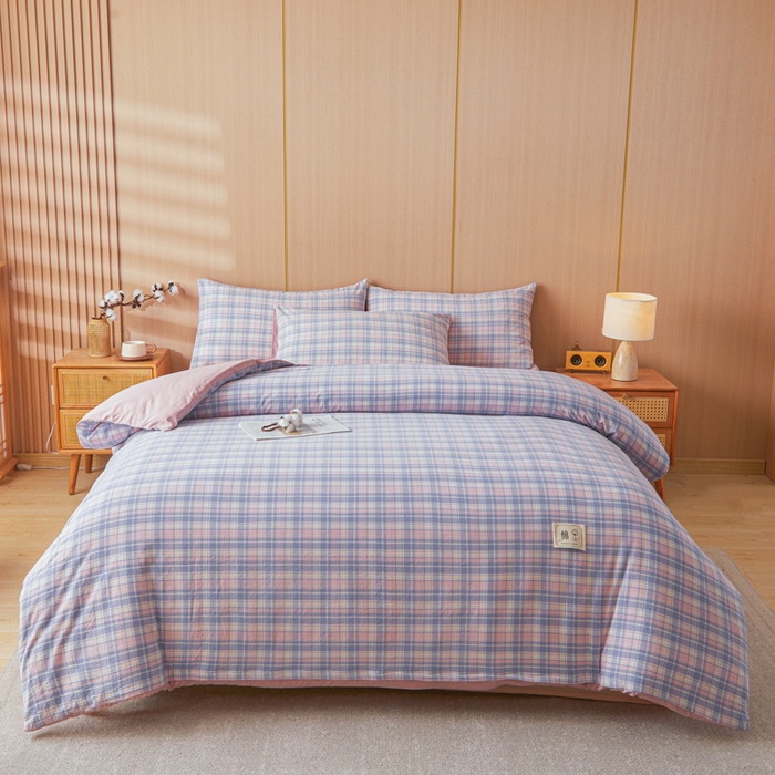 91家纺网 家纺一手货源 找家纺 爱屋及屋 2025新款水洗棉可拆洗棉花被被子被芯 格韵紫