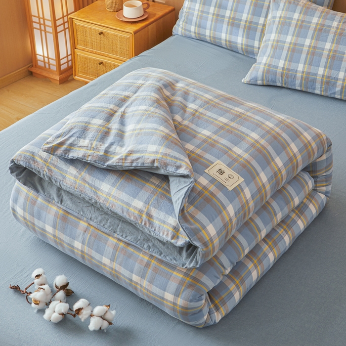 91家纺网 家纺一手货源 找家纺 爱屋及屋 2025新款水洗棉可拆洗棉花被被子被芯 简析蓝