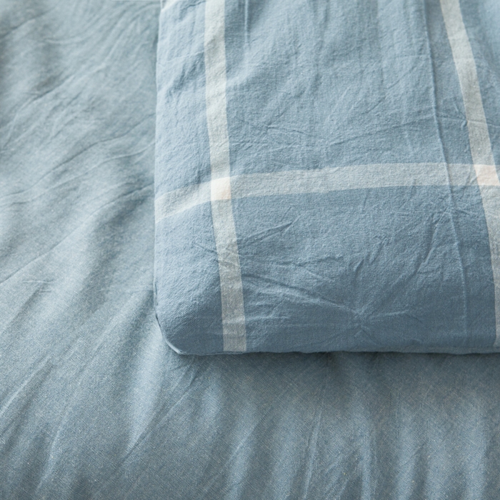 91家纺网 家纺一手货源 找家纺 爱屋及屋 2025新款水洗棉可拆洗棉花被被子被芯 海蓝大格