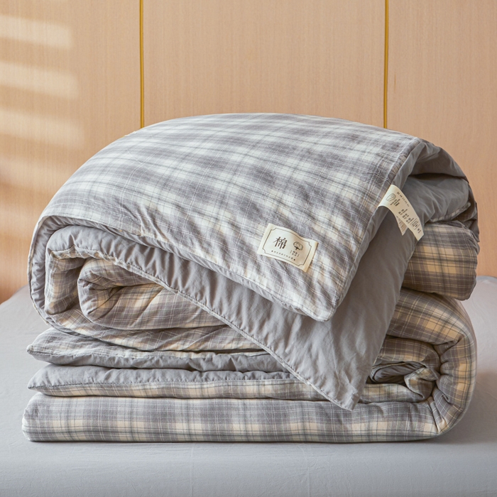 91家纺网 家纺一手货源 找家纺 爱屋及屋 2025新款水洗棉可拆洗棉花被被子被芯 光年灰