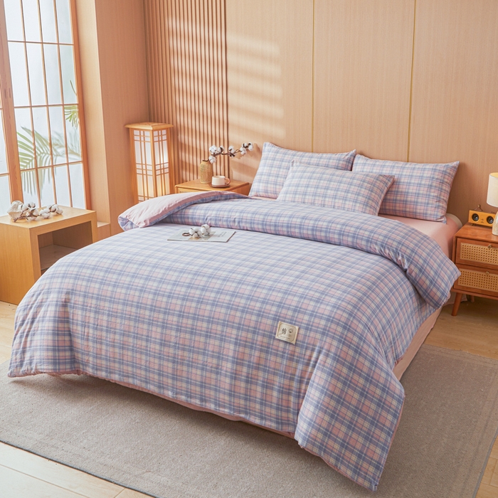 91家纺网 家纺一手货源 找家纺 爱屋及屋 2025新款水洗棉可拆洗棉花被被子被芯 格韵紫