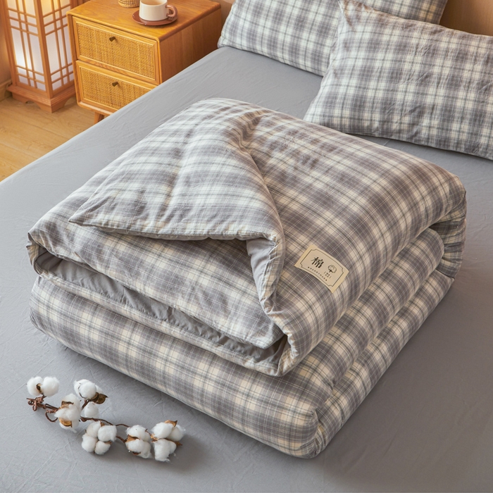 91家纺网 家纺一手货源 找家纺 爱屋及屋 2025新款水洗棉可拆洗棉花被被子被芯 光年灰