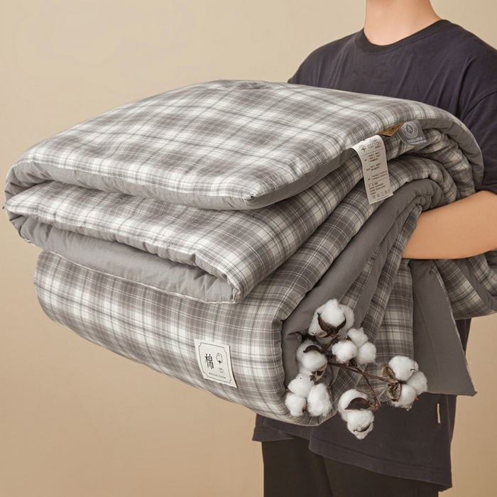 91家纺网 家纺一手货源 找家纺 爱屋及屋 2025新款无印风水洗棉棉花冬被被子被芯 光年灰