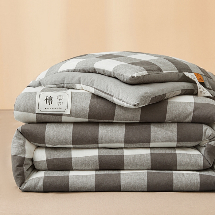 91家纺网 家纺一手货源 找家纺 爱屋及屋 2025新款无印风水洗棉棉花冬被被子被芯 灰中格