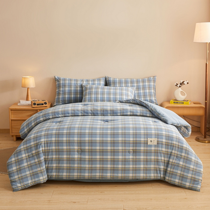 91家纺网 家纺一手货源 找家纺 爱屋及屋 2025新款无印风水洗棉棉花冬被被子被芯 简析蓝