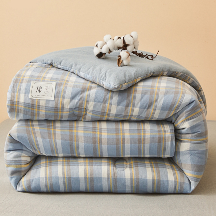 91家纺网 家纺一手货源 找家纺 爱屋及屋 2025新款无印风水洗棉棉花冬被被子被芯 简析蓝