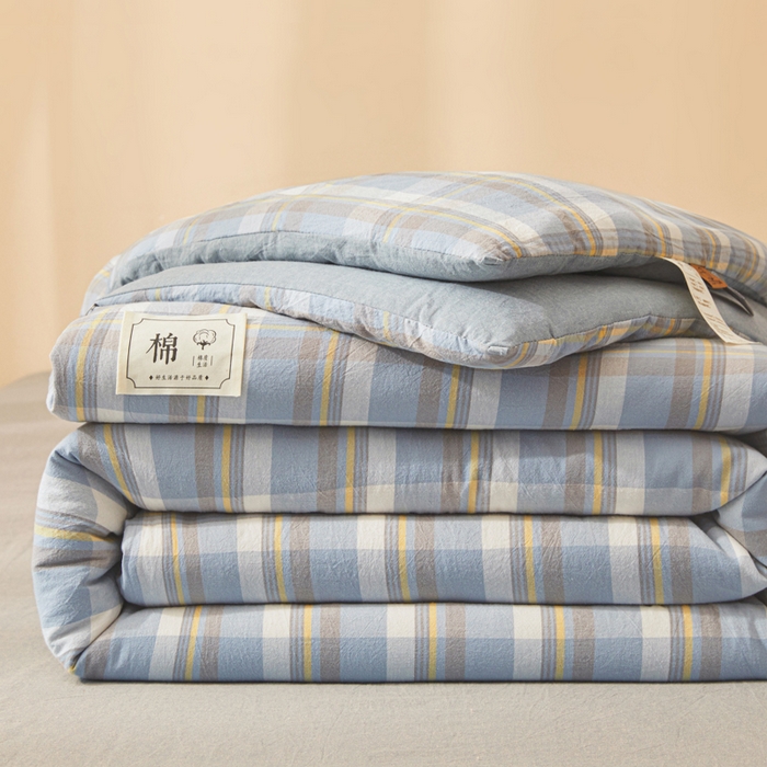 91家纺网 家纺一手货源 找家纺 爱屋及屋 2025新款无印风水洗棉棉花冬被被子被芯 简析蓝