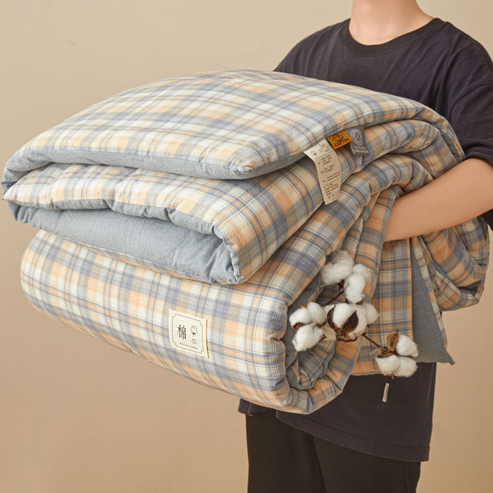 91家纺网 家纺一手货源 找家纺 爱屋及屋 2025新款无印风水洗棉棉花冬被被子被芯 雅致格
