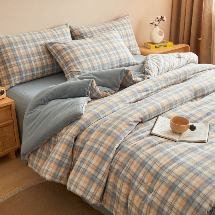 91家纺网 家纺一手货源 找家纺 爱屋及屋 2025新款无印风水洗棉棉花冬被被子被芯 雅致格