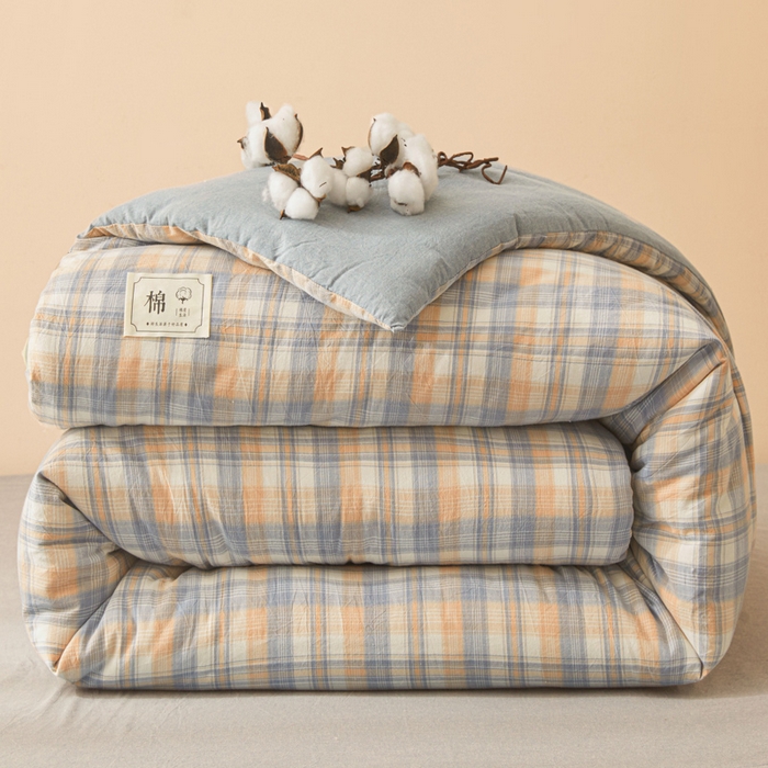 91家纺网 家纺一手货源 找家纺 爱屋及屋 2025新款无印风水洗棉棉花冬被被子被芯 雅致格