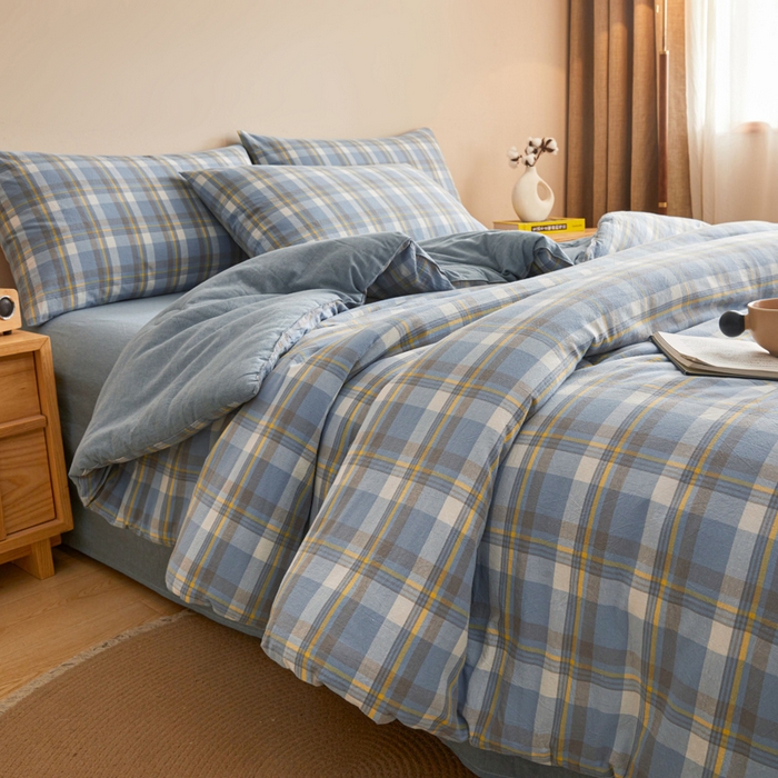 91家纺网 家纺一手货源 找家纺 爱屋及屋 2025新款无印风水洗棉棉花冬被被子被芯 简析蓝