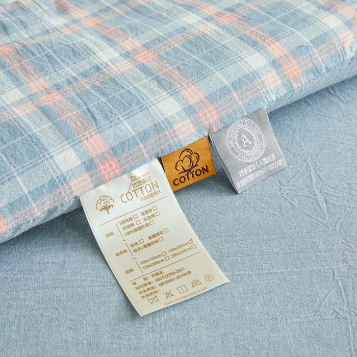 91家纺网 家纺一手货源 找家纺 爱屋及屋 2025新款无印风水洗棉棉花冬被被子被芯 格韵蓝