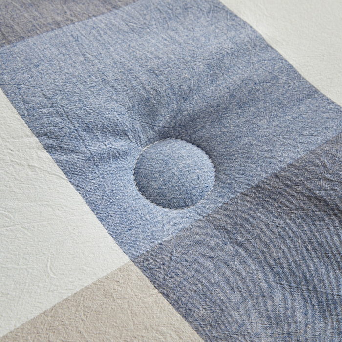 91家纺网 家纺一手货源 找家纺 爱屋及屋 2025新款无印风水洗棉棉花冬被被子被芯 蓝咖大格