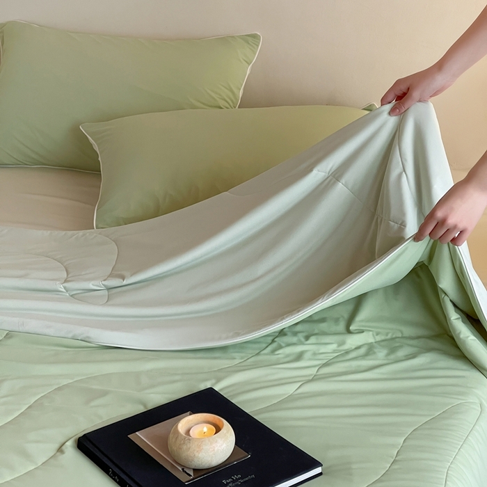 91家纺网 家纺一手货源 找家纺 佳汐蓝家纺 2025新款岛屿漫游凉感夏被 椰林绿