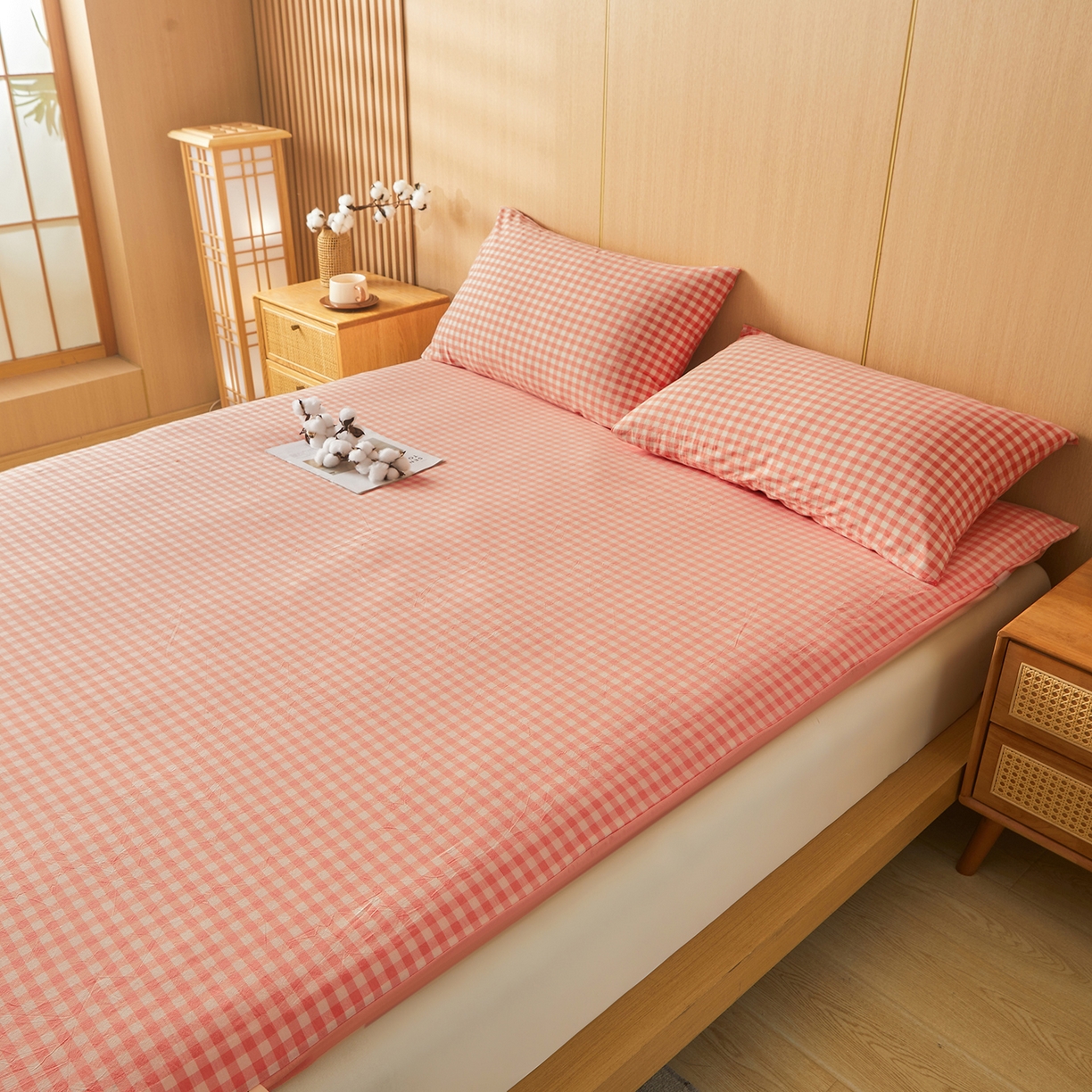 91家纺网 家纺一手货源 找家纺 晓时候 20252新款可拆洗新疆棉花床垫被褥子学生宿舍亲肤水洗棉棉花床垫-家用款 蜜粉小格