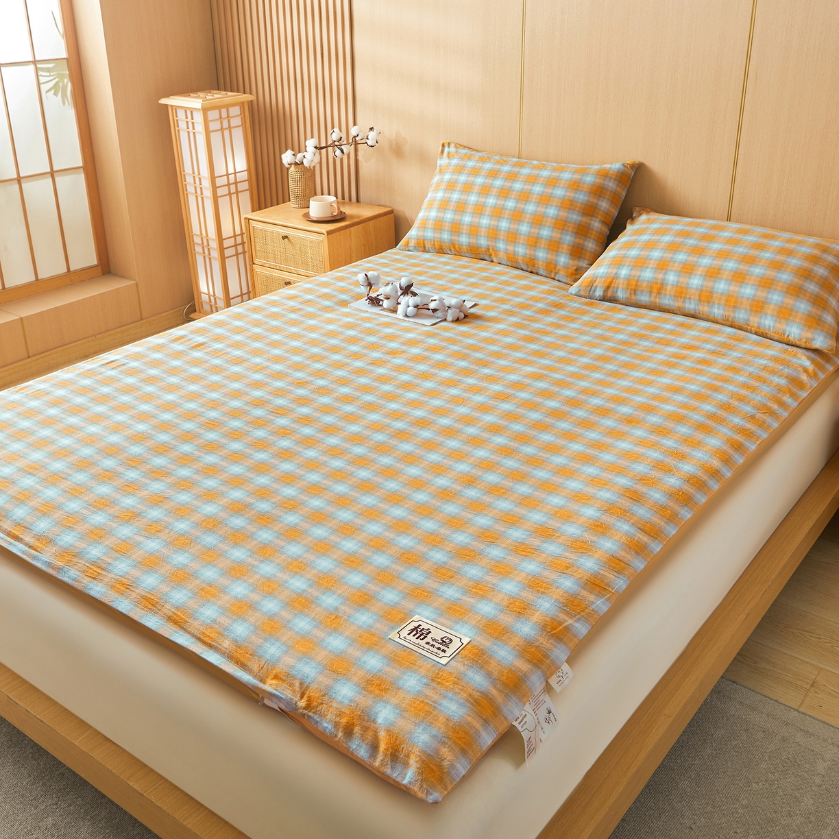 91家纺网 家纺一手货源 找家纺 晓时候 20252新款可拆洗新疆棉花床垫被褥子学生宿舍亲肤水洗棉棉花床垫-家用款 蜜桔格