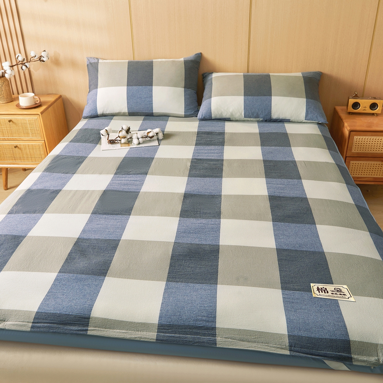 91家纺网 家纺一手货源 找家纺 晓时候 20252新款可拆洗新疆棉花床垫被褥子学生宿舍亲肤水洗棉棉花床垫-家用款 烟灰大格