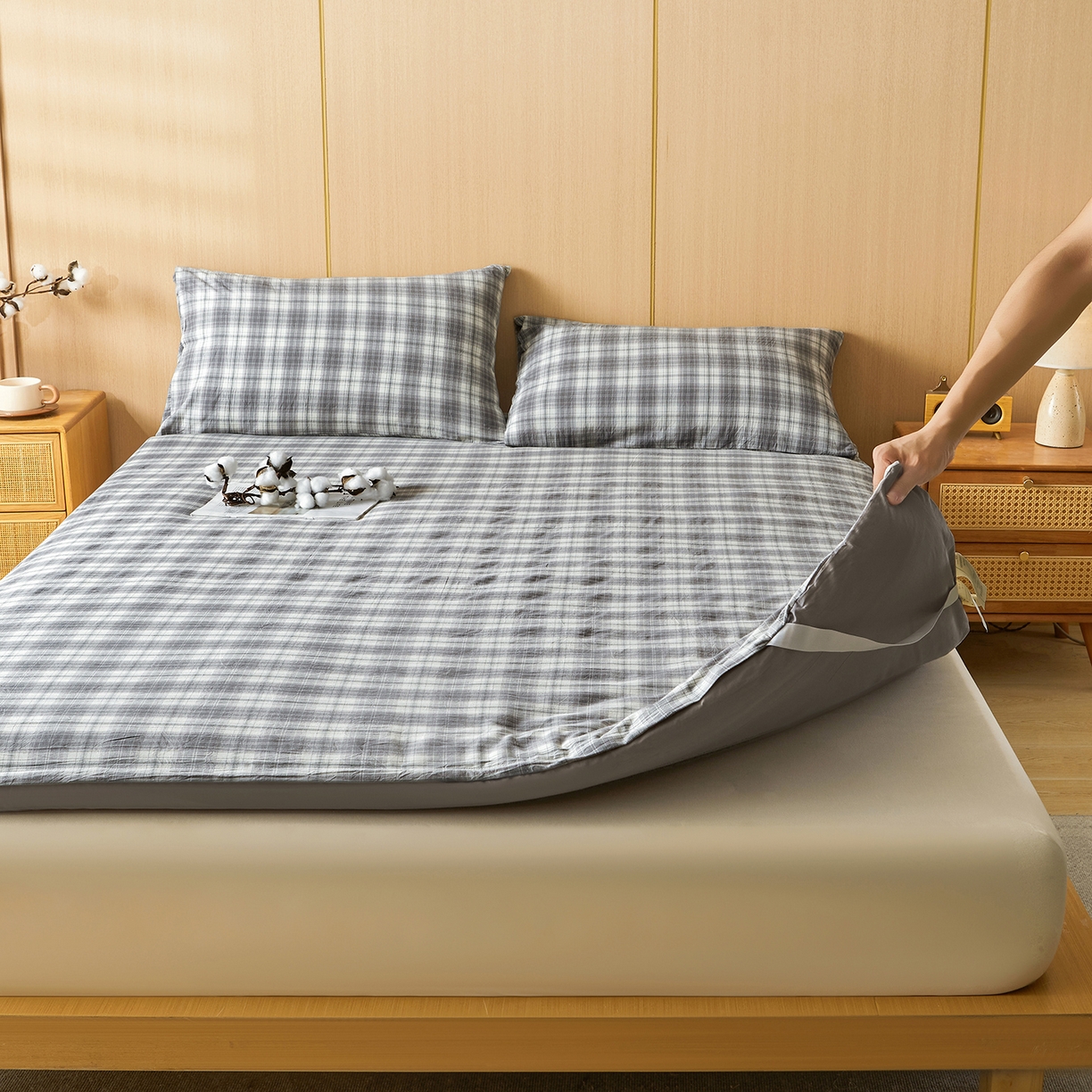 91家纺网 家纺一手货源 找家纺 晓时候 20252新款可拆洗新疆棉花床垫被褥子学生宿舍亲肤水洗棉棉花床垫-家用款 格韵-灰