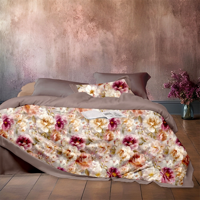 91家纺网 家纺一手货源 找家纺 纯色雨家纺 2025新款全棉斜纹跨境日韩欧美纯棉四件套数码印花南通家纺面料尺寸花型可定制 繁华静逸