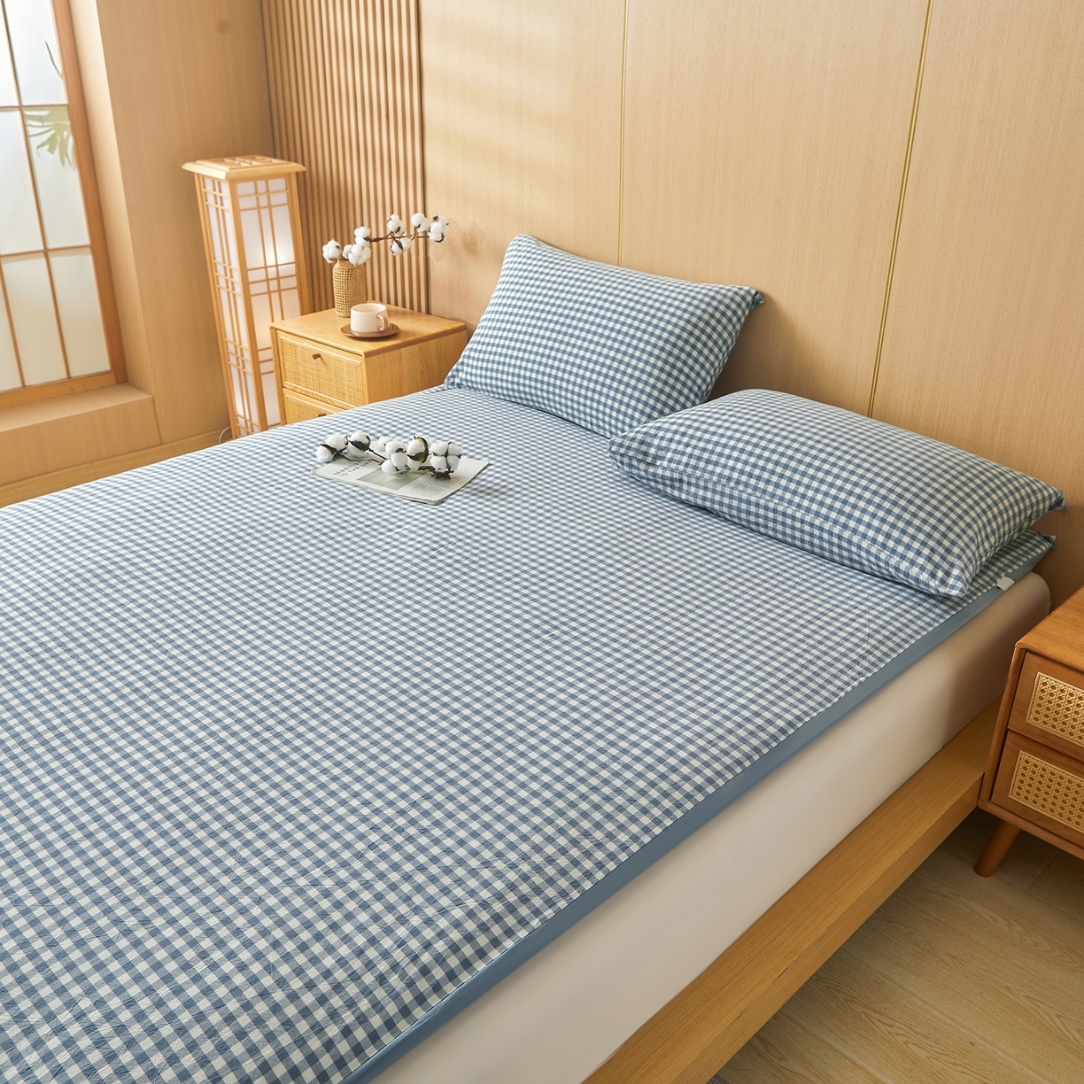 91家纺网 家纺一手货源 找家纺 晓时候 20252新款可拆洗新疆棉花床垫被褥子学生宿舍亲肤水洗棉棉花床垫-家用款 天蓝小格