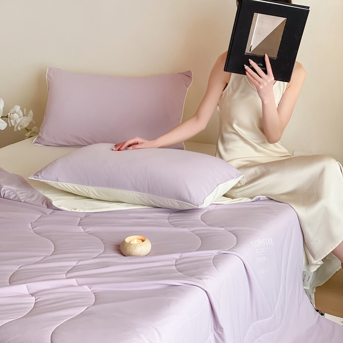 91家纺网 家纺一手货源 找家纺 佳汐蓝家纺 2025新款岛屿漫游凉感夏被 贝壳紫