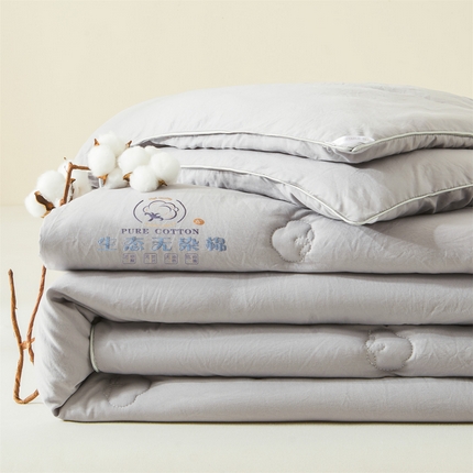 招财星家纺 2025新款水洗棉新疆棉花被直播a类水洗棉被子冬被芯春秋被夏被学生被子（含买家秀质检报告） 云暖-浅灰