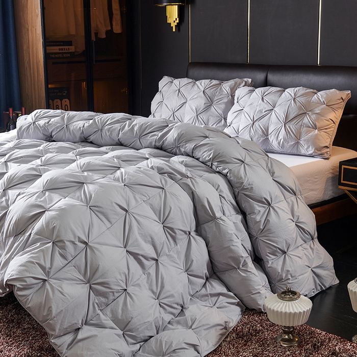 91家纺网 家纺一手货源 找家纺 全棉扭花羽毛被加厚保暖95白鹅绒被子秋冬春秋被冬被直播供货