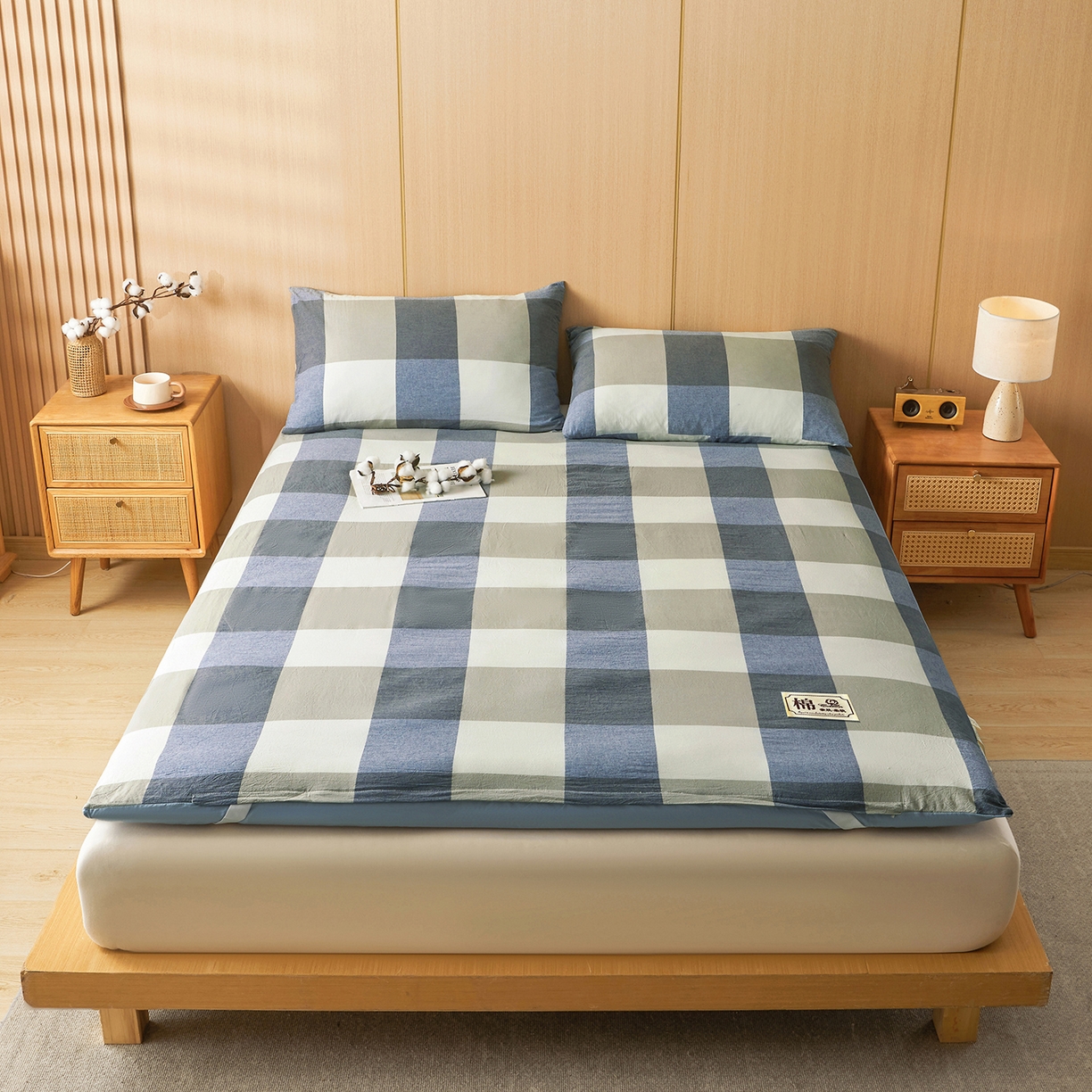 91家纺网 家纺一手货源 找家纺 晓时候 20252新款可拆洗新疆棉花床垫被褥子学生宿舍亲肤水洗棉棉花床垫-家用款 烟灰大格