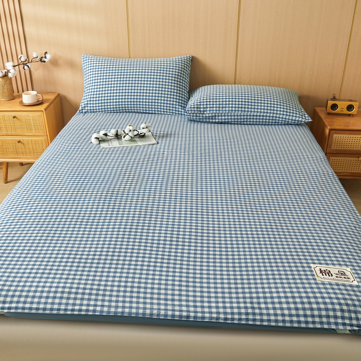 91家纺网 家纺一手货源 找家纺 晓时候 20252新款可拆洗新疆棉花床垫被褥子学生宿舍亲肤水洗棉棉花床垫-家用款 天蓝小格