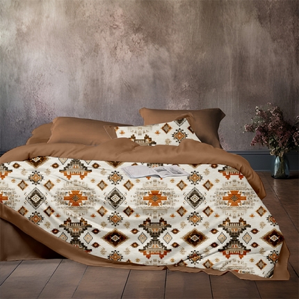 91家纺网 家纺一手货源 找家纺 纯色雨家纺 2025新款全棉斜纹跨境日韩欧美纯棉四件套数码印花南通家纺面料尺寸花型可定制 幻曲