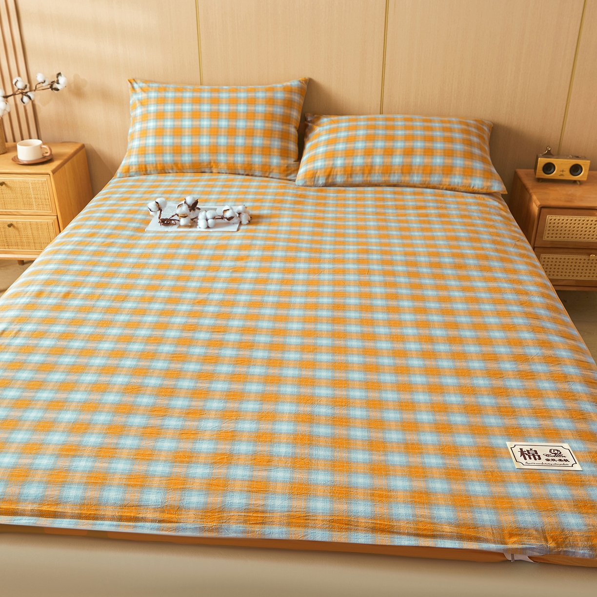 91家纺网 家纺一手货源 找家纺 晓时候 20252新款可拆洗新疆棉花床垫被褥子学生宿舍亲肤水洗棉棉花床垫-家用款 蜜桔格