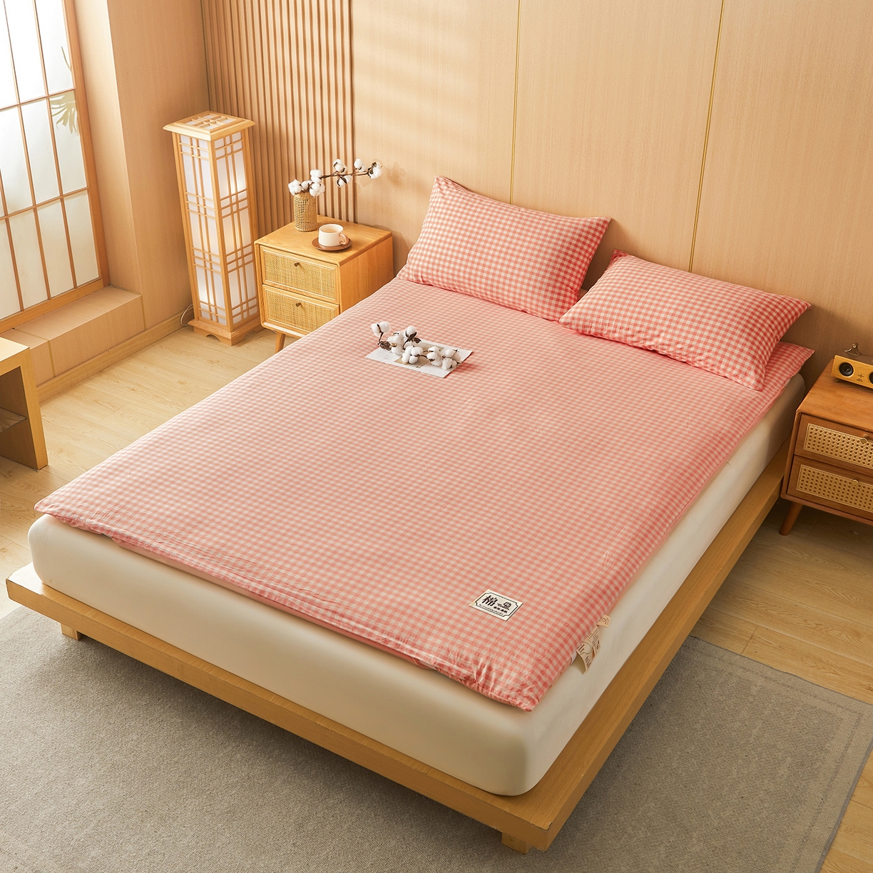 91家纺网 家纺一手货源 找家纺 晓时候 20252新款可拆洗新疆棉花床垫被褥子学生宿舍亲肤水洗棉棉花床垫-家用款 蜜粉小格