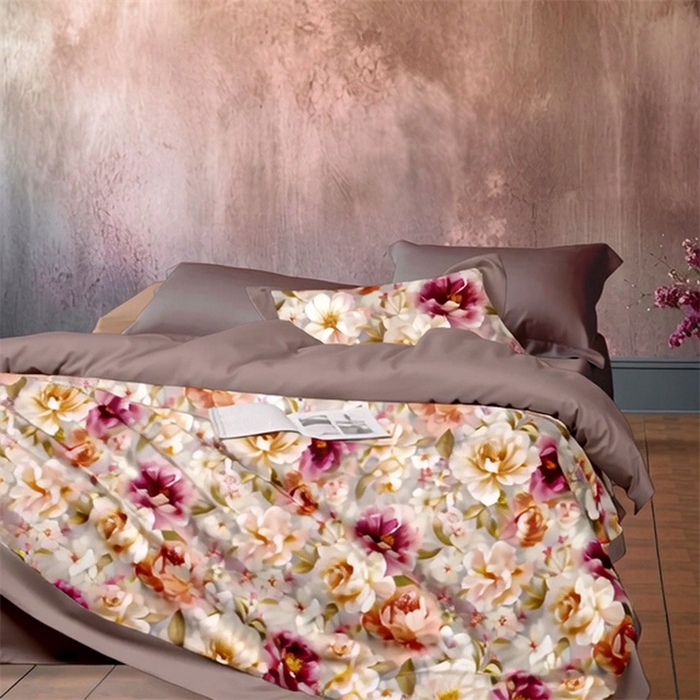 91家纺网 家纺一手货源 找家纺 纯色雨家纺 2025新款全棉斜纹跨境日韩欧美纯棉四件套数码印花南通家纺面料尺寸花型可定制 繁华静逸