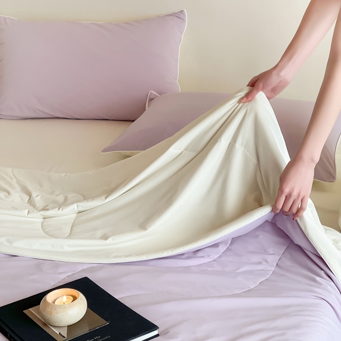 91家纺网 家纺一手货源 找家纺 佳汐蓝家纺 2025新款岛屿漫游凉感夏被 贝壳紫