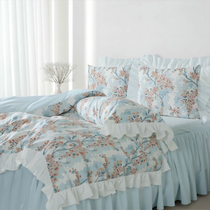 91家纺网 家纺一手货源 找家纺 纯色雨家纺 2025新款全棉斜纹跨境日韩欧美纯棉四件套数码印花南通家纺面料尺寸花型可定制 绮梦