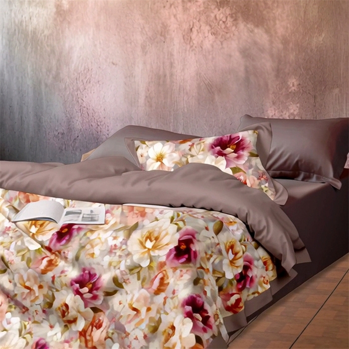 91家纺网 家纺一手货源 找家纺 纯色雨家纺 2025新款全棉斜纹跨境日韩欧美纯棉四件套数码印花南通家纺面料尺寸花型可定制 繁华静逸